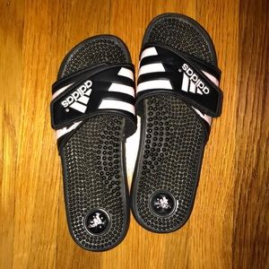 Adidas pink and black slides sandals